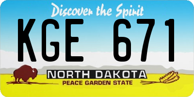 ND license plate KGE671