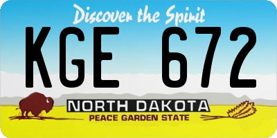 ND license plate KGE672