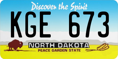 ND license plate KGE673