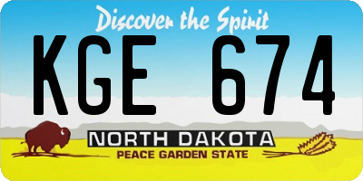 ND license plate KGE674