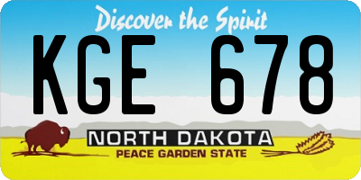ND license plate KGE678