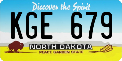 ND license plate KGE679
