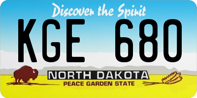 ND license plate KGE680