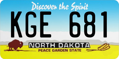 ND license plate KGE681