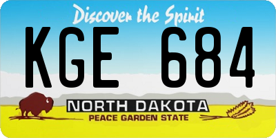 ND license plate KGE684