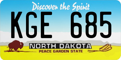 ND license plate KGE685