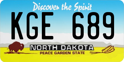 ND license plate KGE689