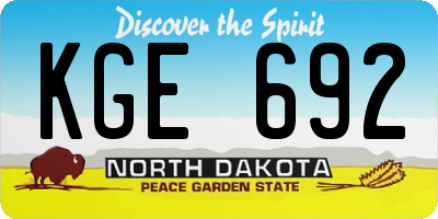 ND license plate KGE692
