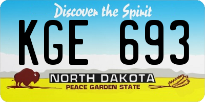 ND license plate KGE693