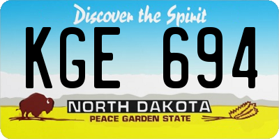 ND license plate KGE694