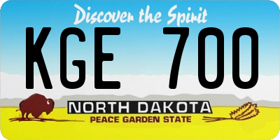 ND license plate KGE700