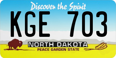 ND license plate KGE703