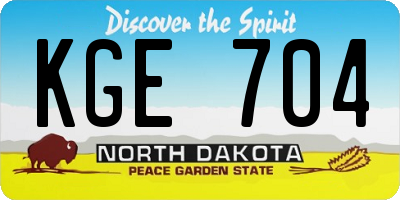 ND license plate KGE704