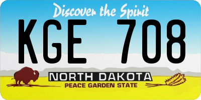 ND license plate KGE708