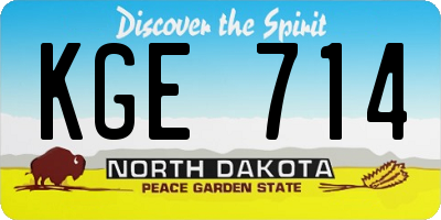 ND license plate KGE714