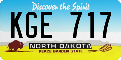 ND license plate KGE717