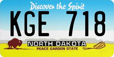 ND license plate KGE718