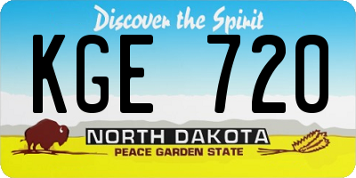 ND license plate KGE720