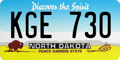 ND license plate KGE730