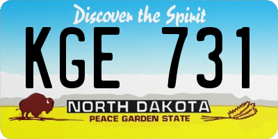 ND license plate KGE731