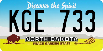 ND license plate KGE733