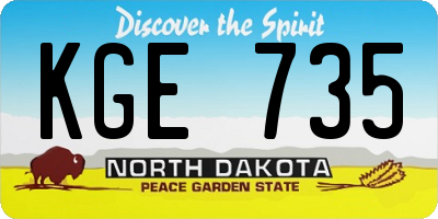 ND license plate KGE735
