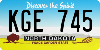 ND license plate KGE745