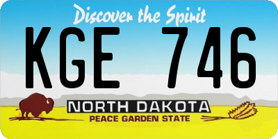 ND license plate KGE746