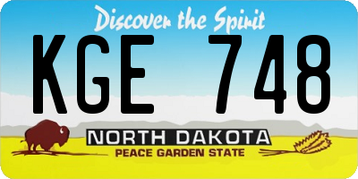 ND license plate KGE748