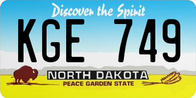 ND license plate KGE749