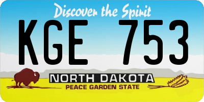ND license plate KGE753