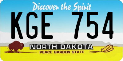 ND license plate KGE754