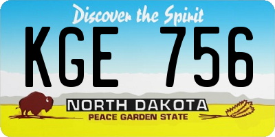 ND license plate KGE756