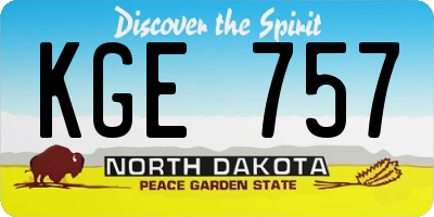 ND license plate KGE757
