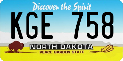 ND license plate KGE758