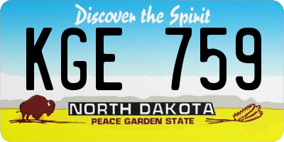 ND license plate KGE759