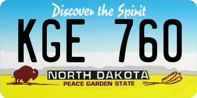 ND license plate KGE760
