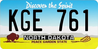 ND license plate KGE761