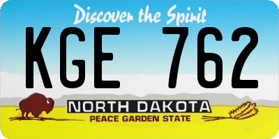 ND license plate KGE762