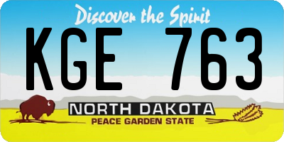 ND license plate KGE763