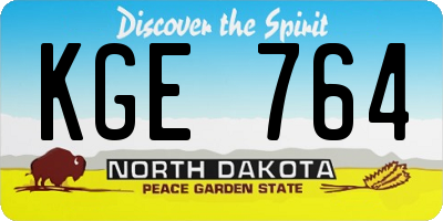 ND license plate KGE764
