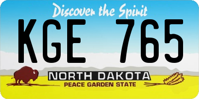 ND license plate KGE765