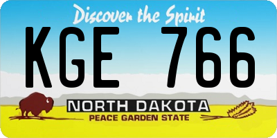 ND license plate KGE766