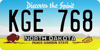ND license plate KGE768