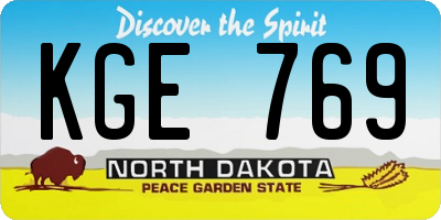 ND license plate KGE769
