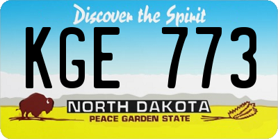 ND license plate KGE773