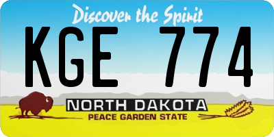 ND license plate KGE774