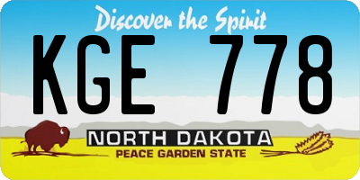 ND license plate KGE778