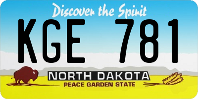 ND license plate KGE781