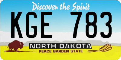 ND license plate KGE783